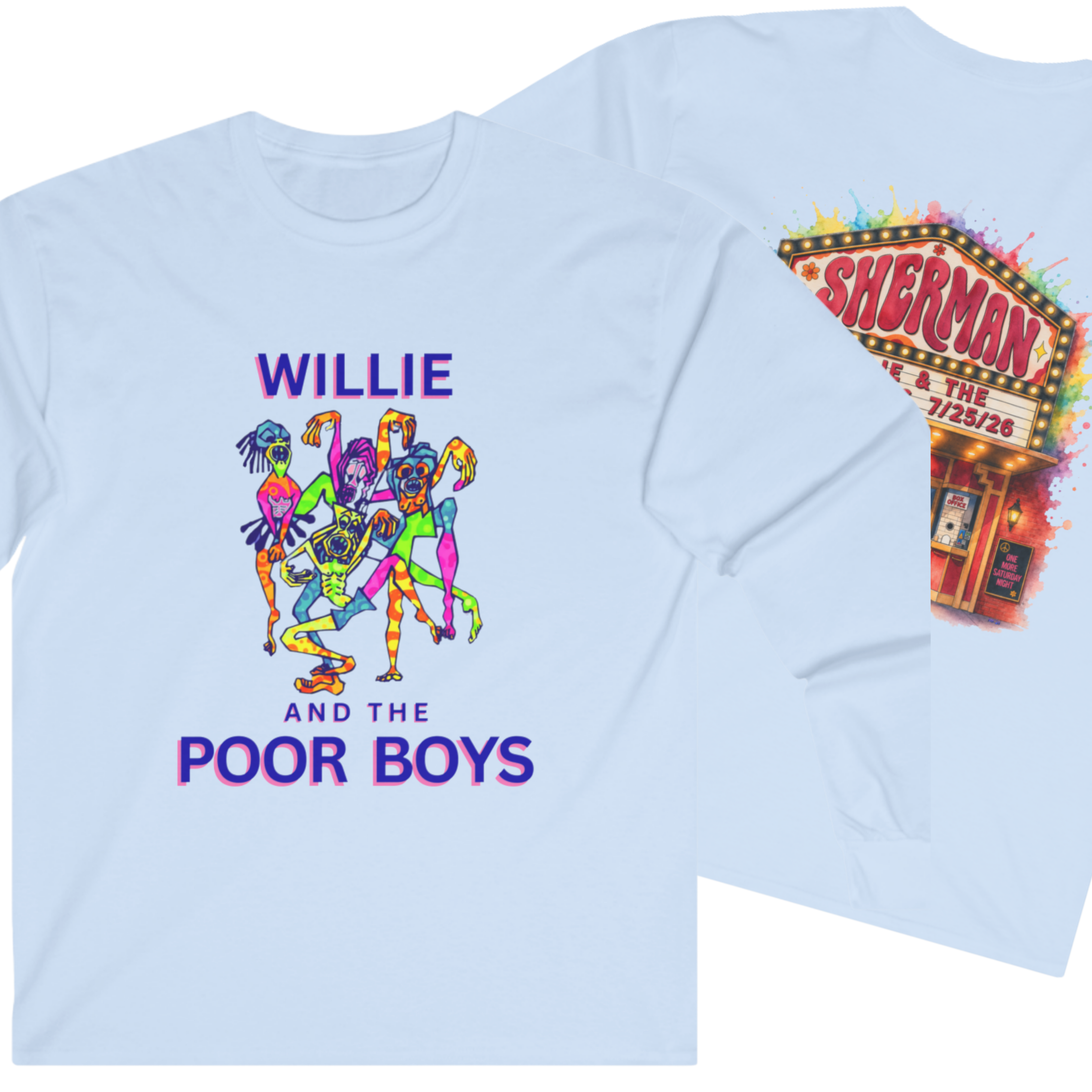 Medium Weight Long Sleeve Tee - Willie & The Poor Boys Sherman Reunion Artwork
