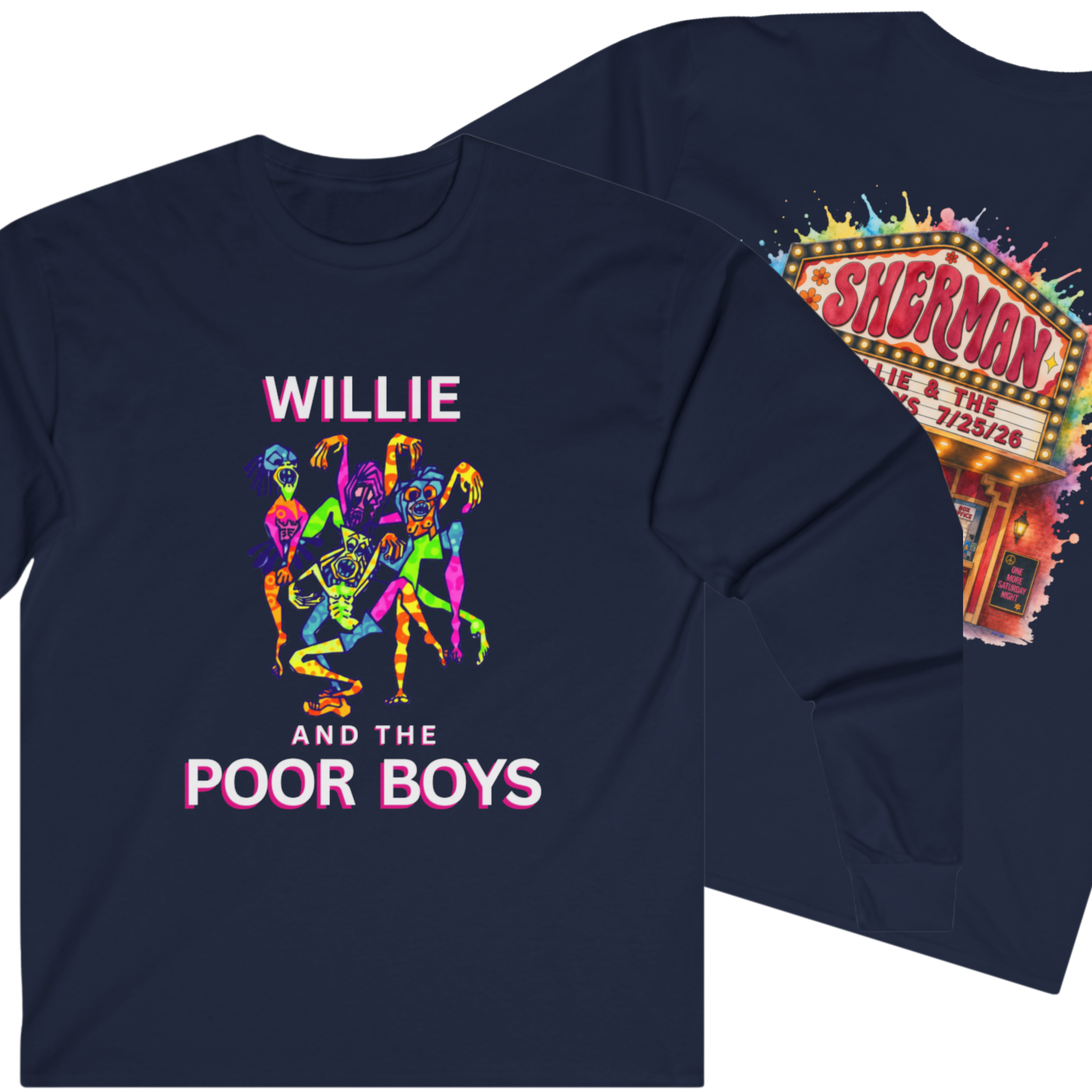 Medium Weight Long Sleeve Tee - Willie & The Poor Boys Sherman Reunion Artwork