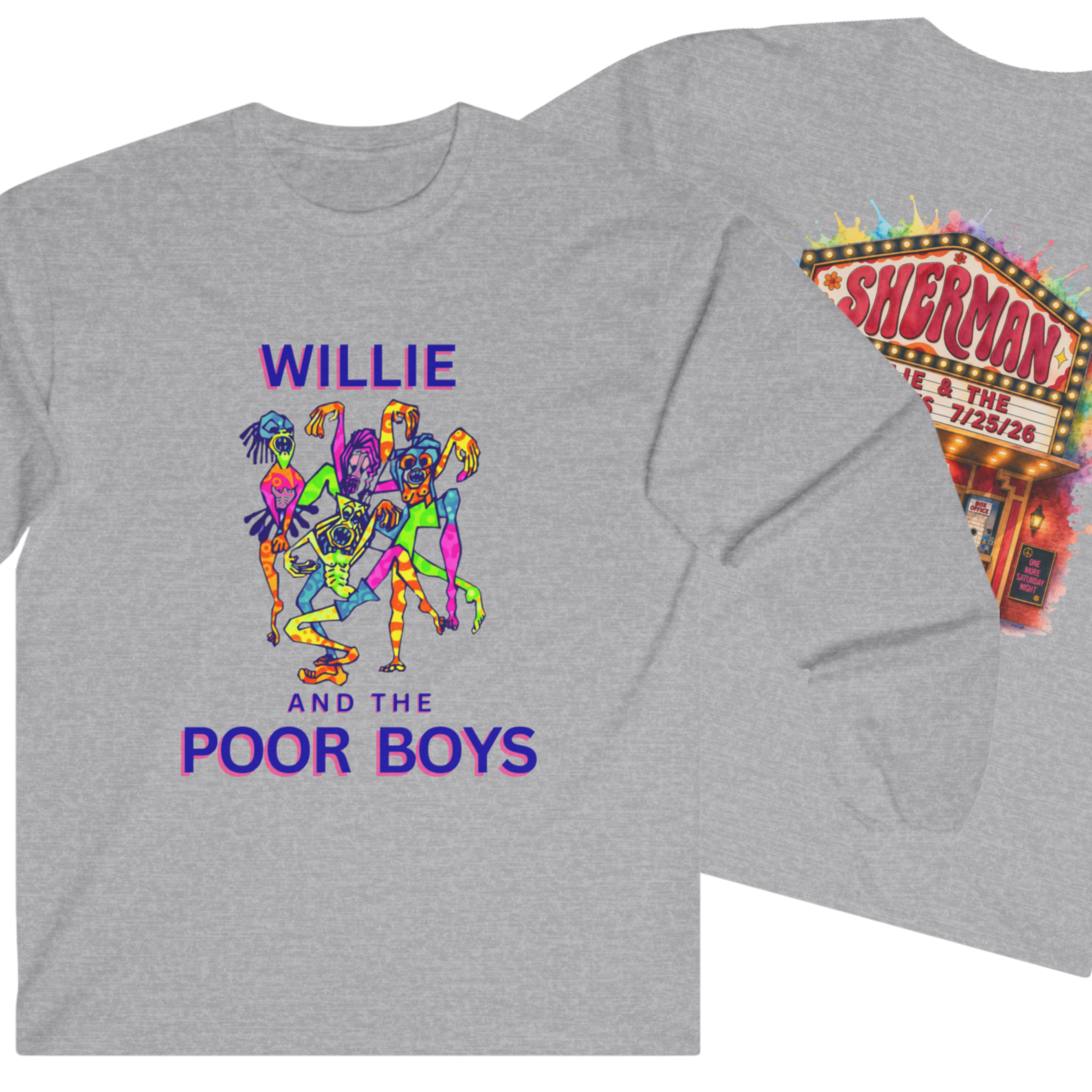 Medium Weight Long Sleeve Tee - Willie & The Poor Boys Sherman Reunion Artwork
