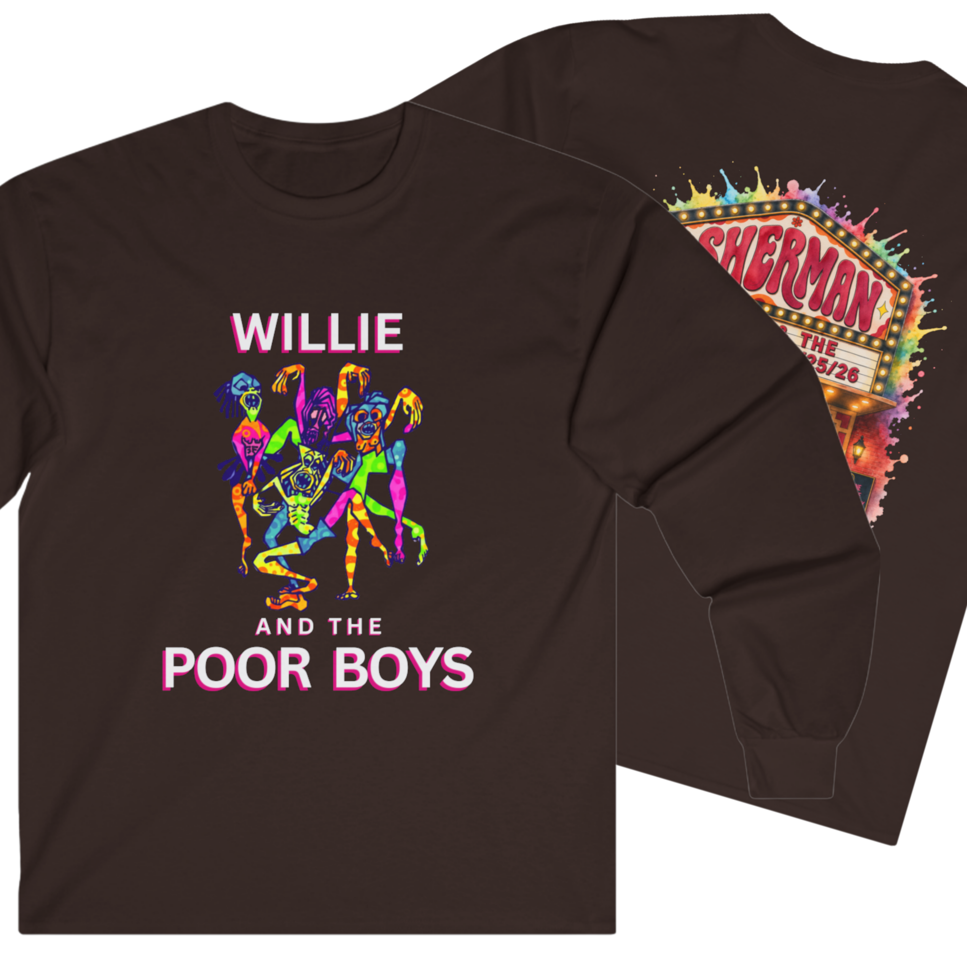 Medium Weight Long Sleeve Tee - Willie & The Poor Boys Sherman Reunion Artwork