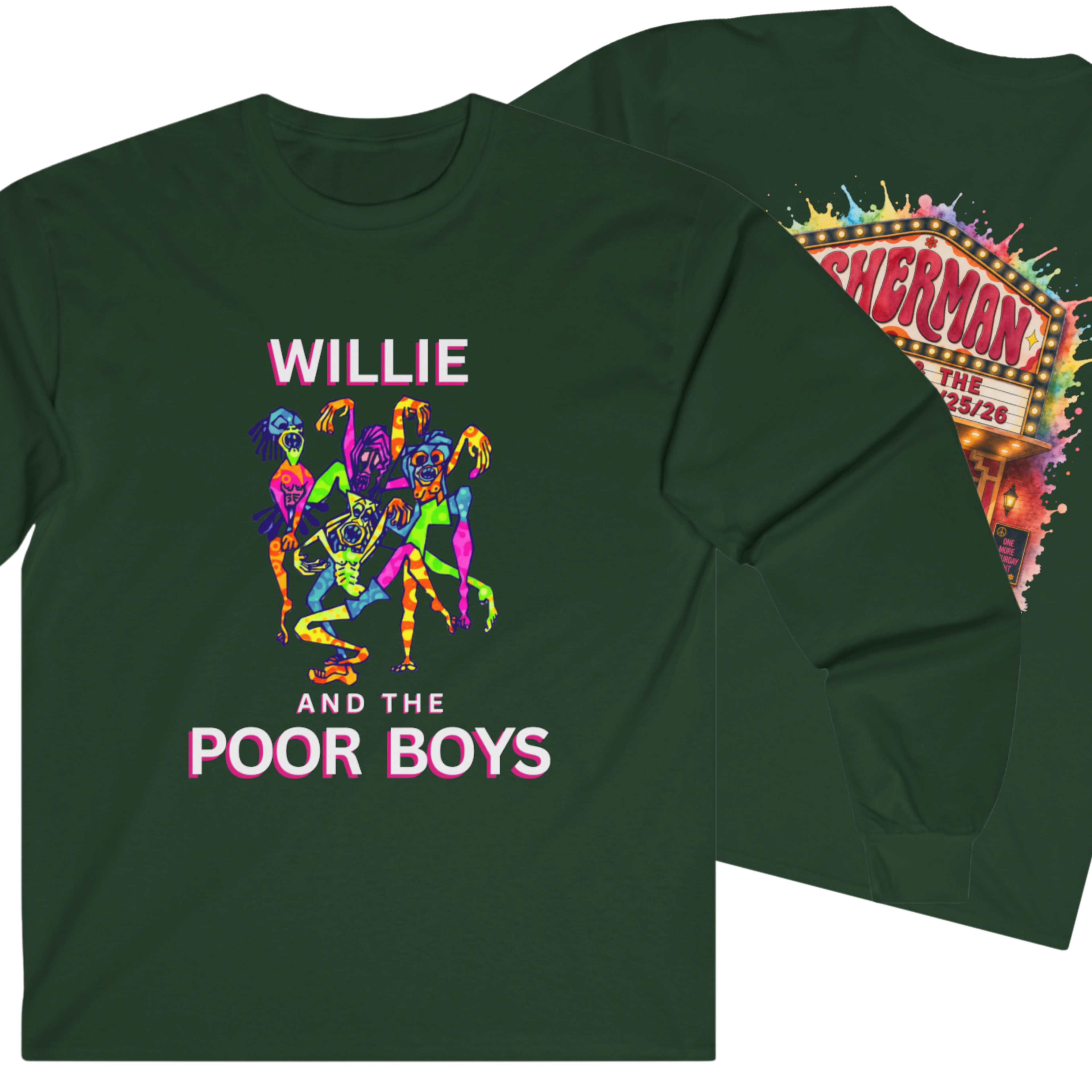 Medium Weight Long Sleeve Tee - Willie & The Poor Boys Sherman Reunion Artwork