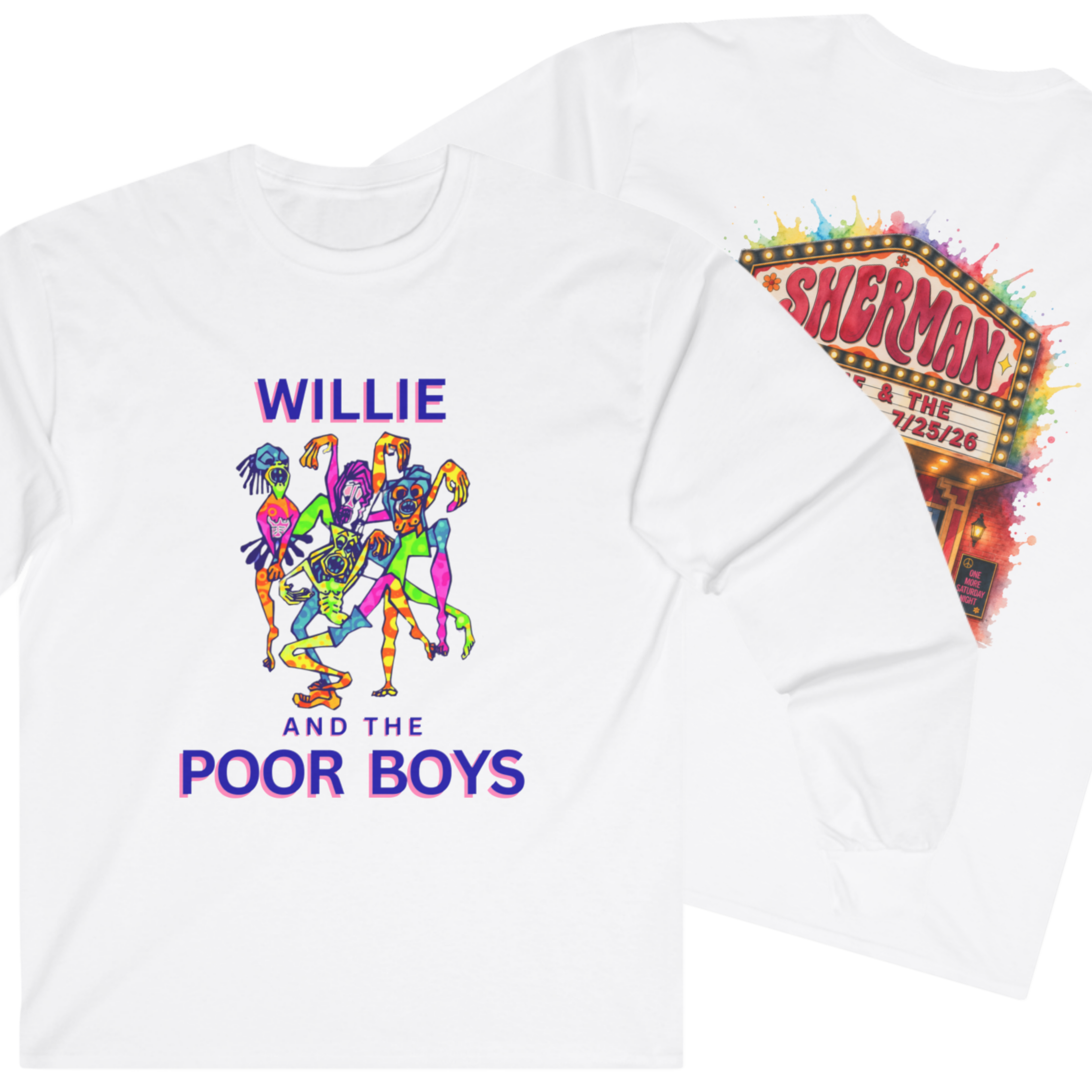 Medium Weight Long Sleeve Tee - Willie & The Poor Boys Sherman Reunion Artwork