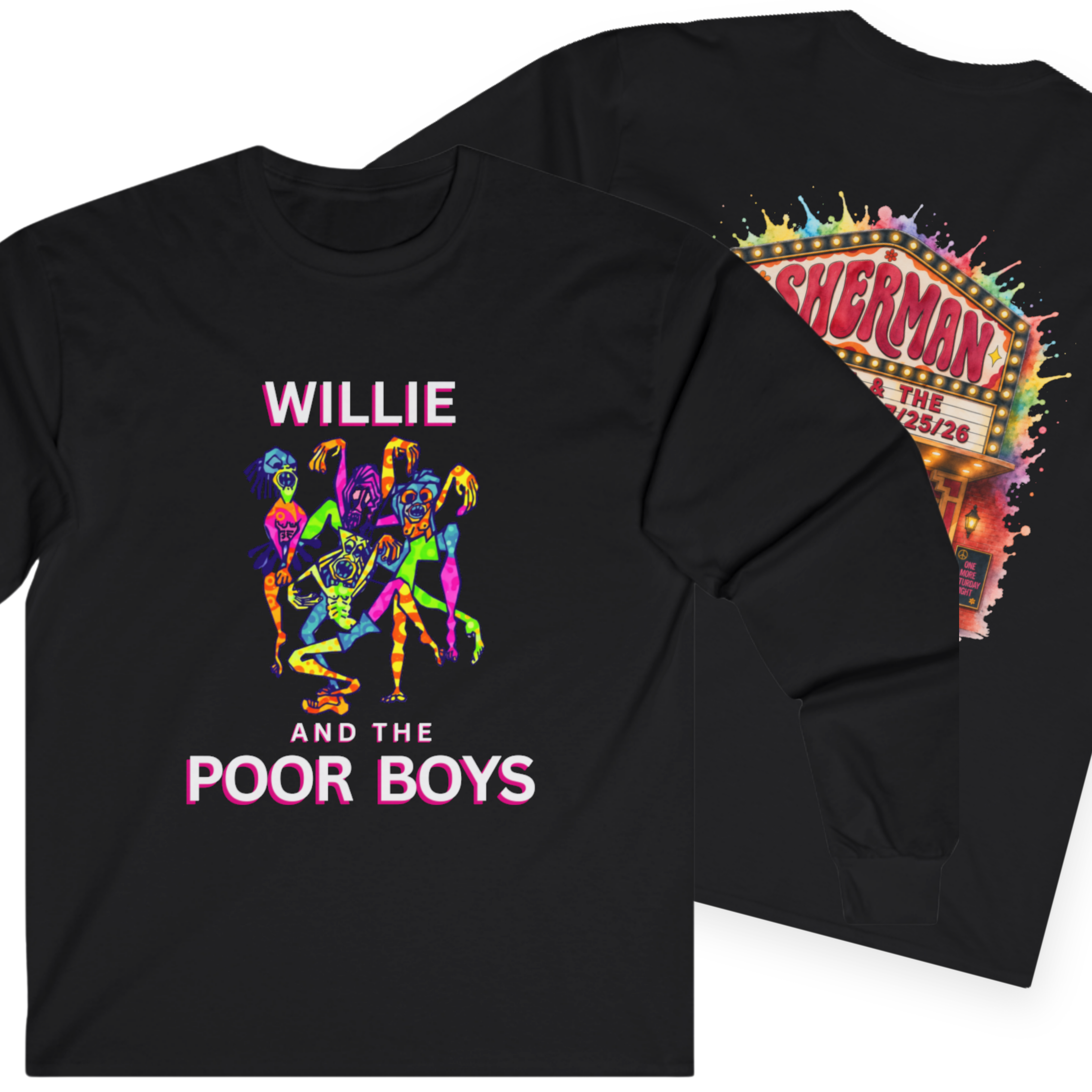 Medium Weight Long Sleeve Tee - Willie & The Poor Boys Sherman Reunion Artwork