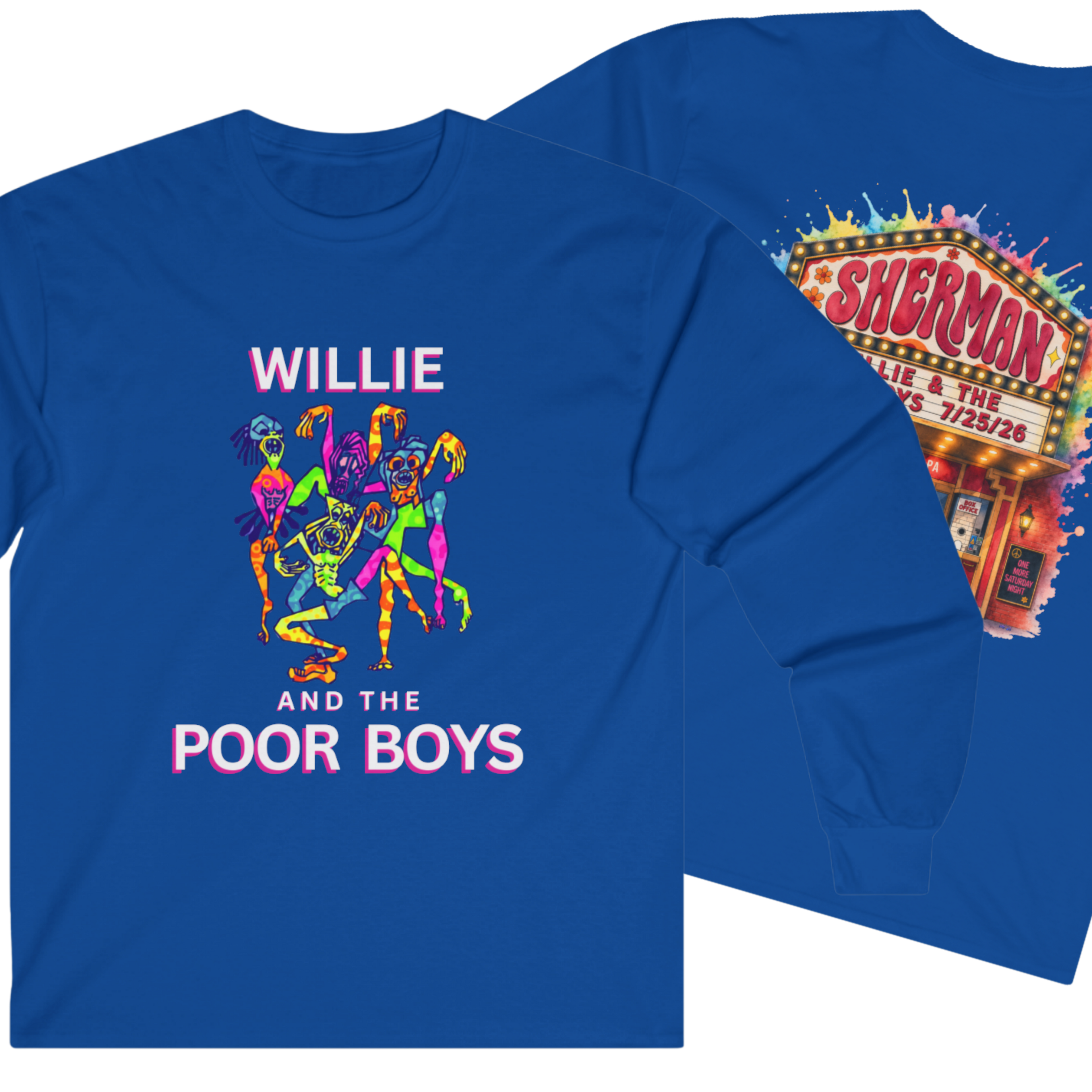 Medium Weight Long Sleeve Tee - Willie & The Poor Boys Sherman Reunion Artwork