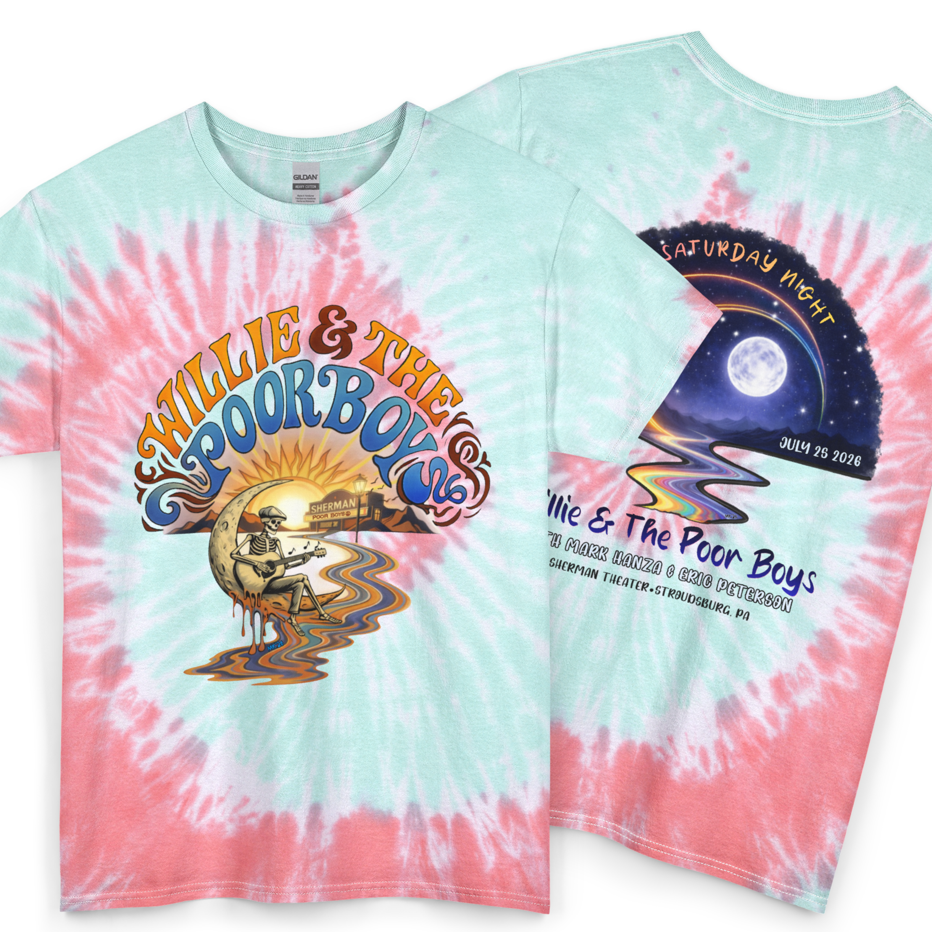 Unisex Willie & The Poor Boys Winding Road Artwork Tie Dye Softstyle Cotton Tee