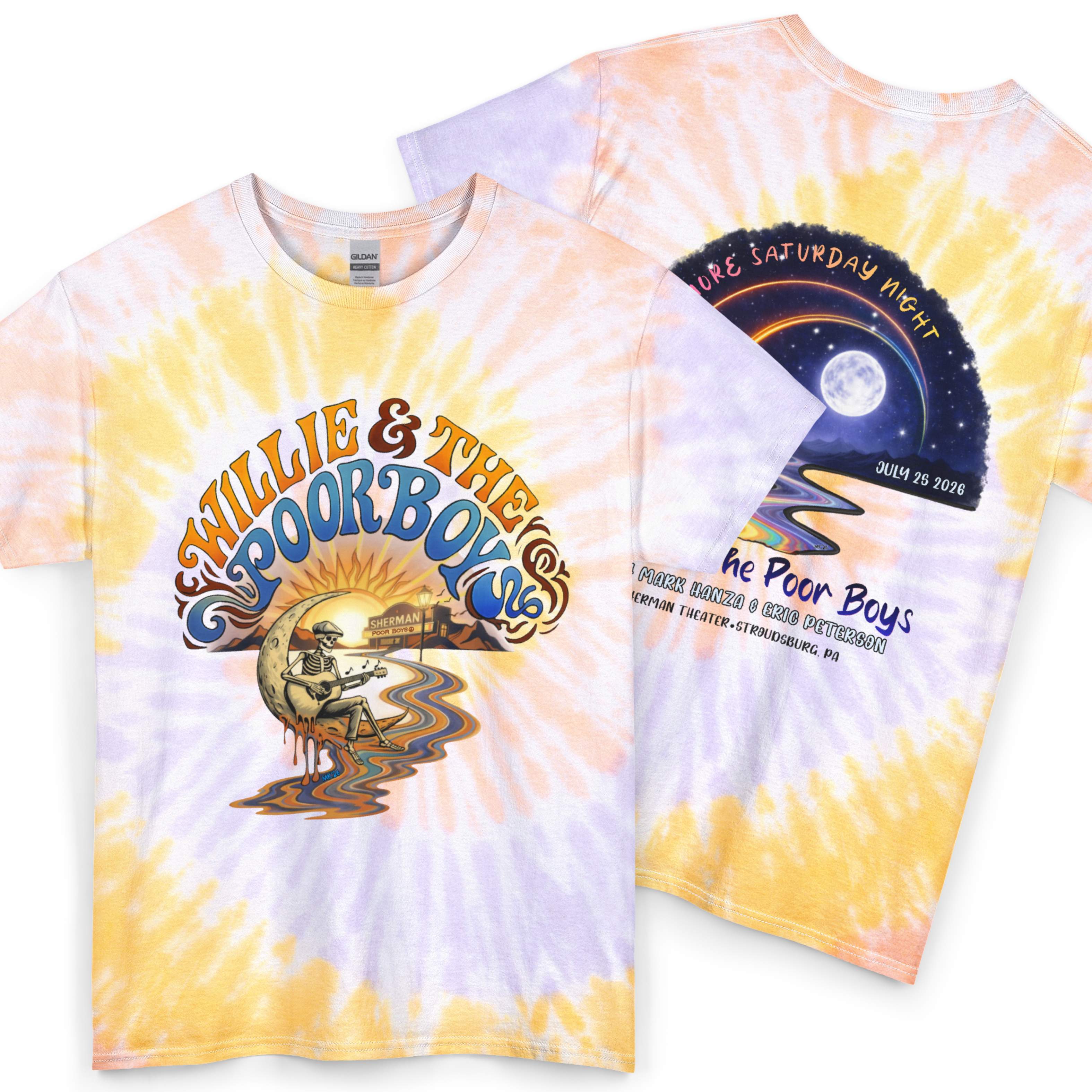Unisex Willie & The Poor Boys Winding Road Artwork Tie Dye Softstyle Cotton Tee