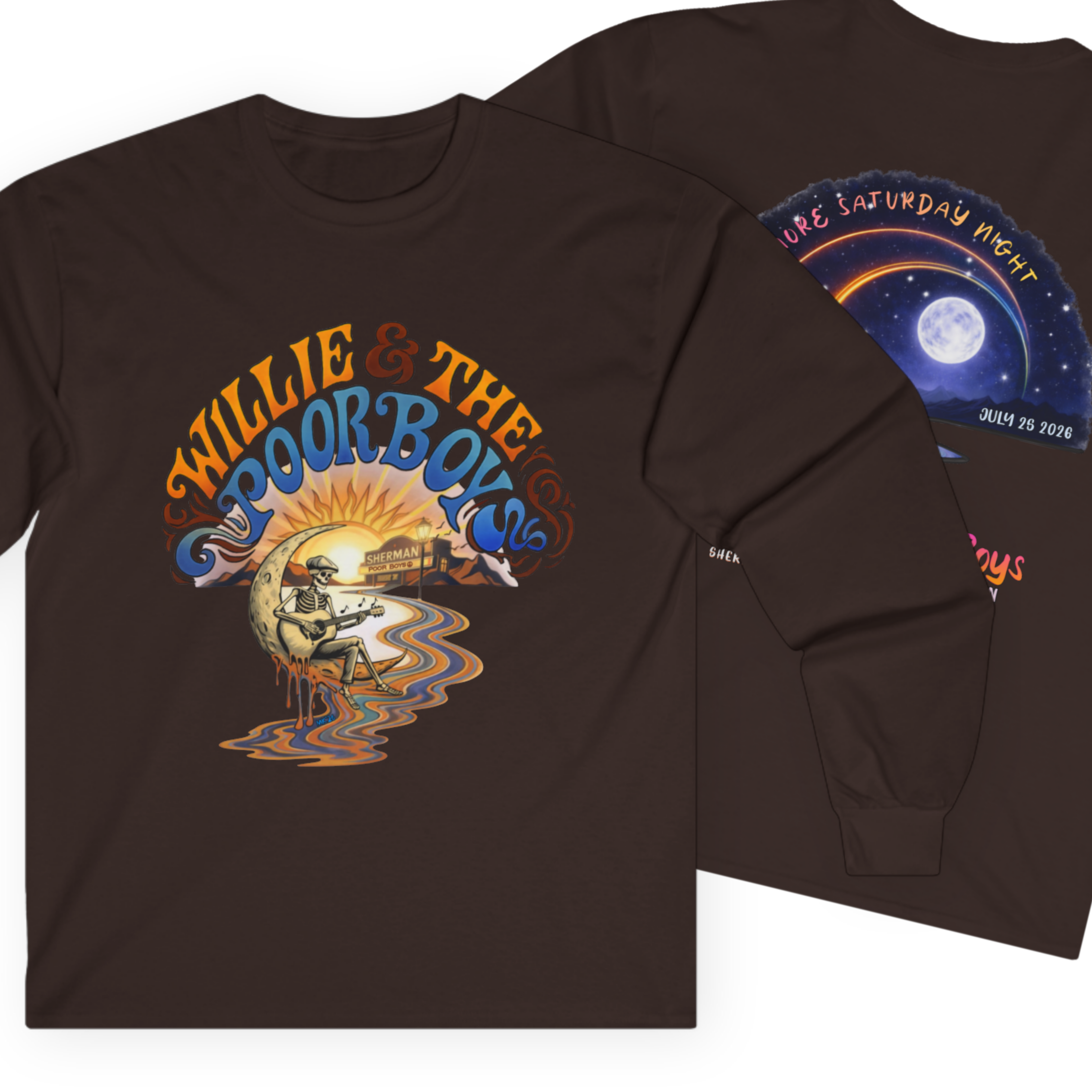 Medium Weight Long Sleeve Shirt - Willie & The Poor Boys Sherman Reunion Artwork
