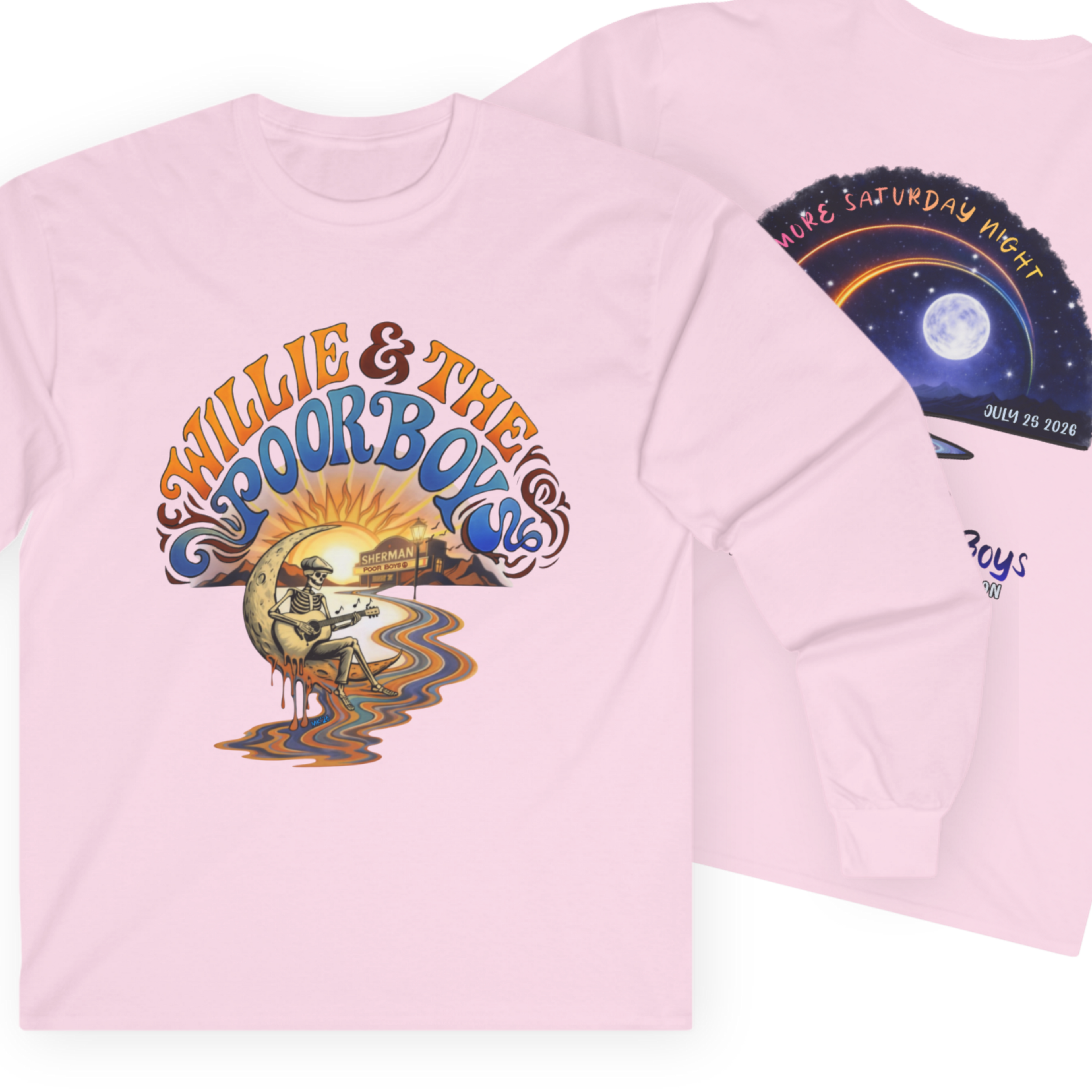 Medium Weight Long Sleeve Shirt - Willie & The Poor Boys Sherman Reunion Artwork