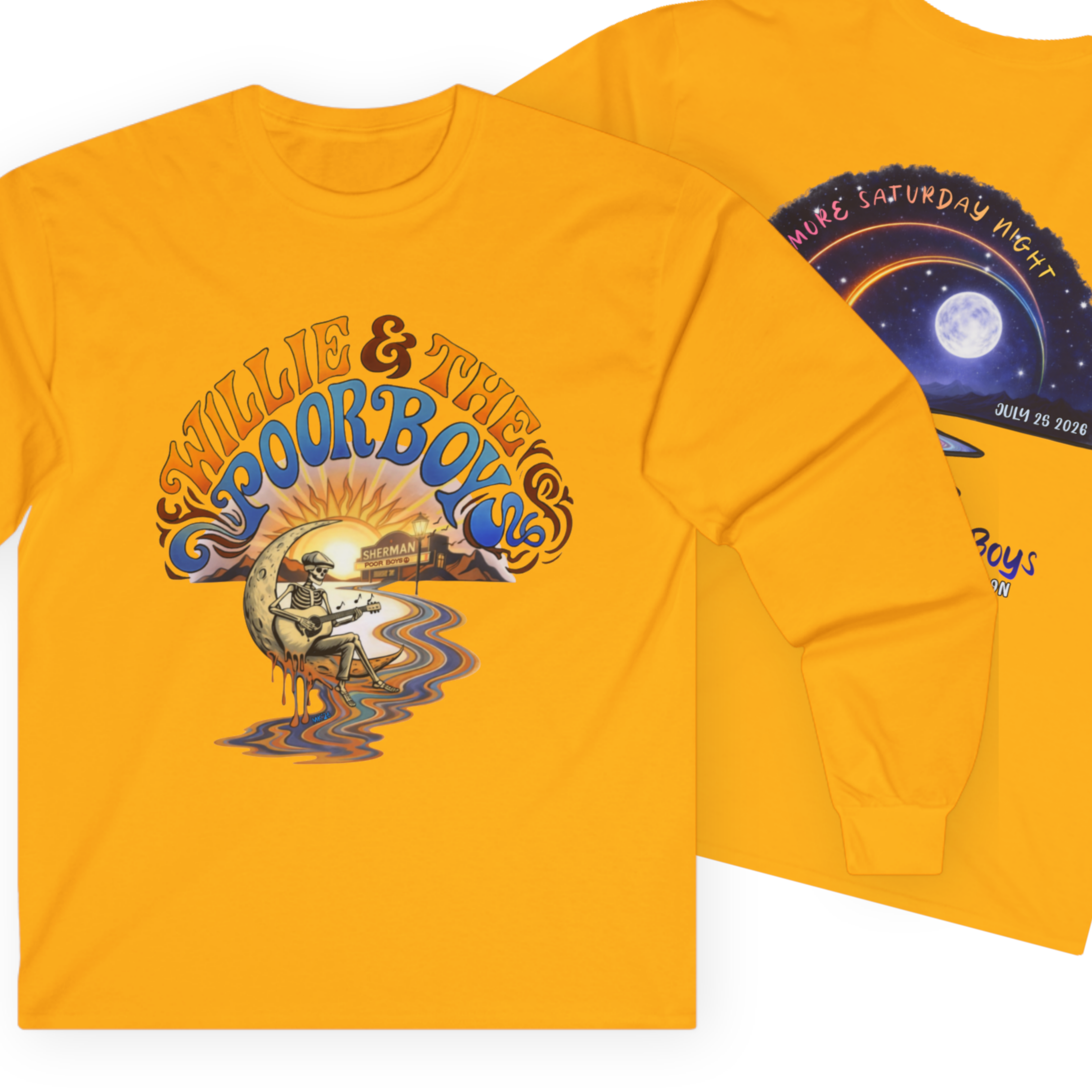 Medium Weight Long Sleeve Shirt - Willie & The Poor Boys Sherman Reunion Artwork