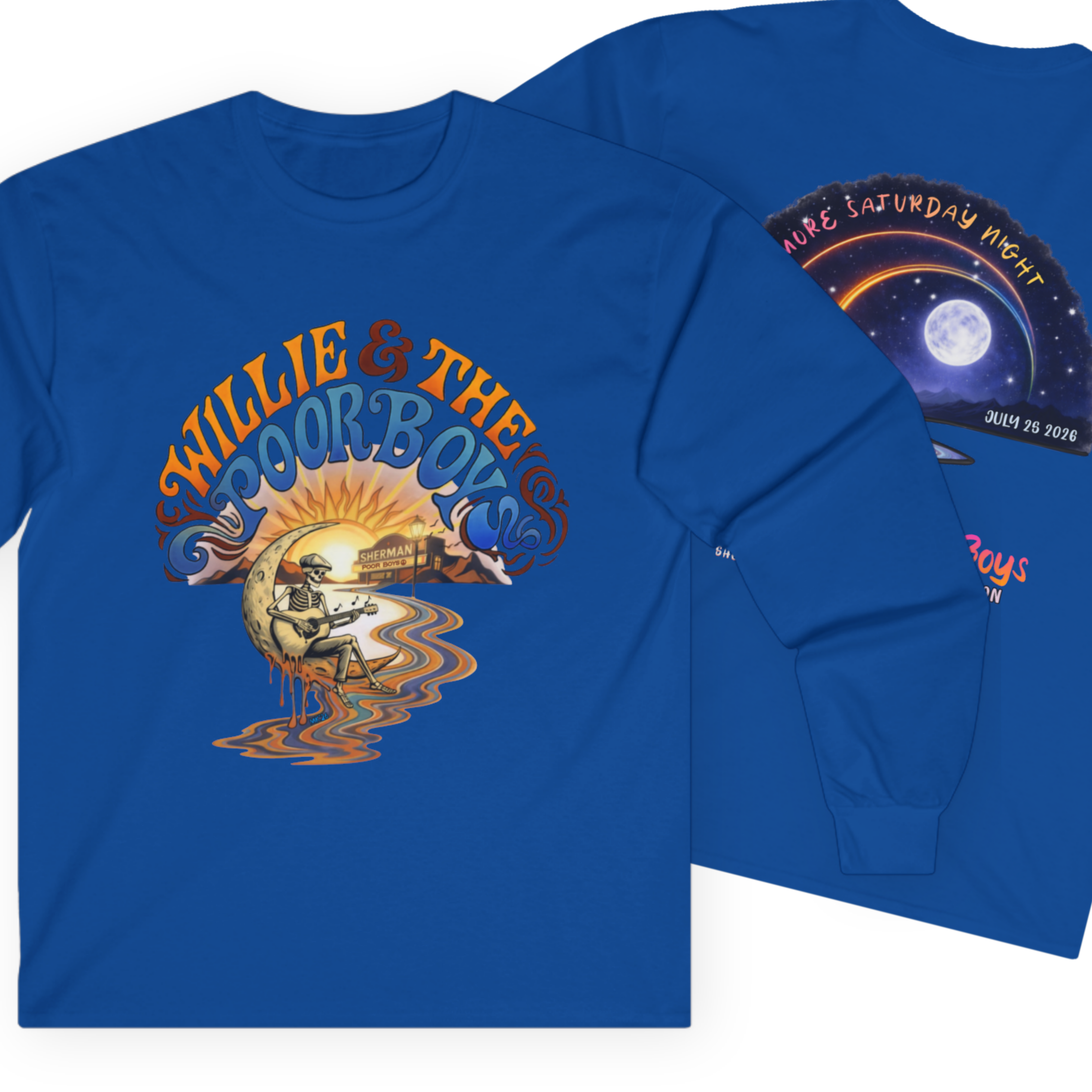 Medium Weight Long Sleeve Shirt - Willie & The Poor Boys Sherman Reunion Artwork