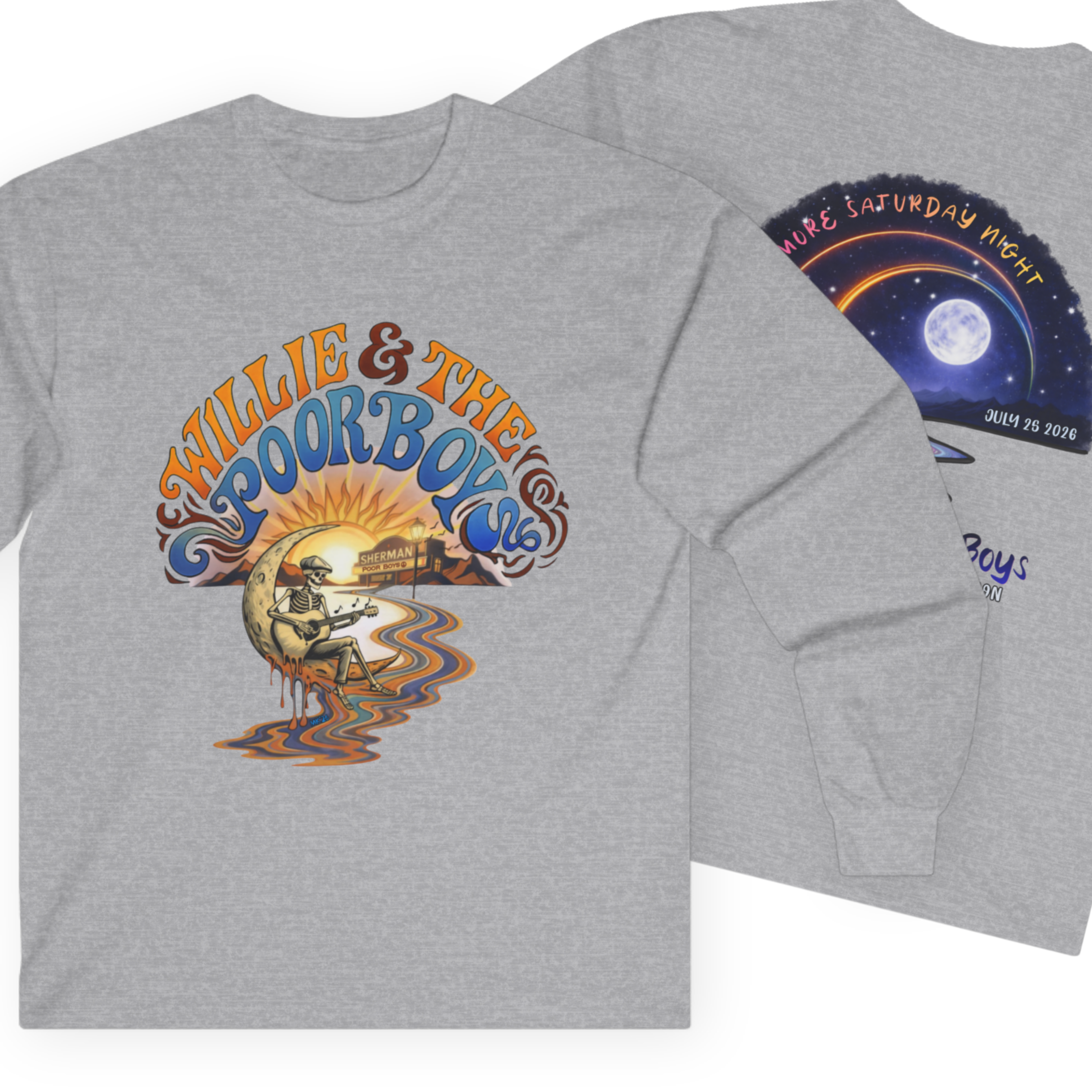 Medium Weight Long Sleeve Shirt - Willie & The Poor Boys Sherman Reunion Artwork