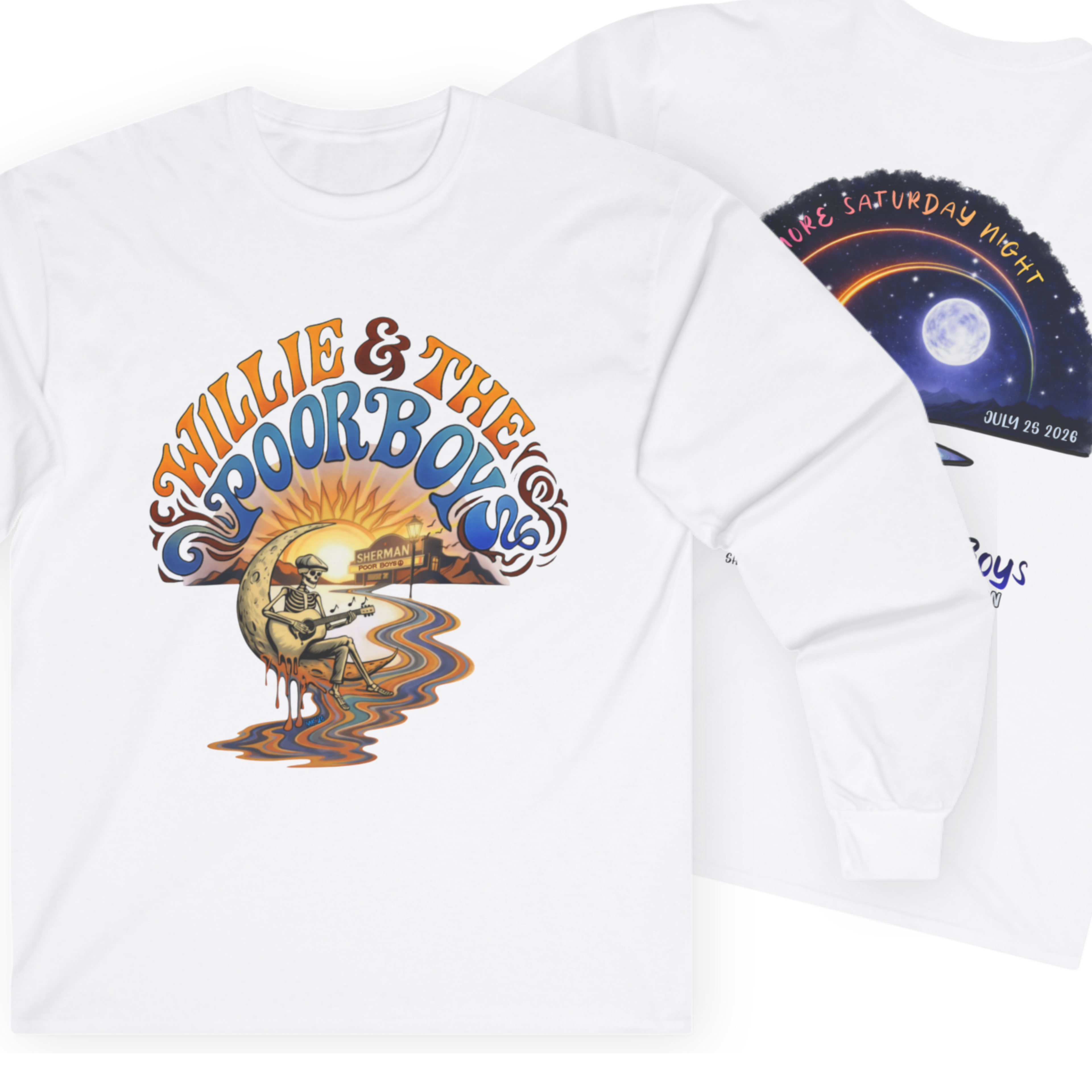 Medium Weight Long Sleeve Shirt - Willie & The Poor Boys Sherman Reunion Artwork