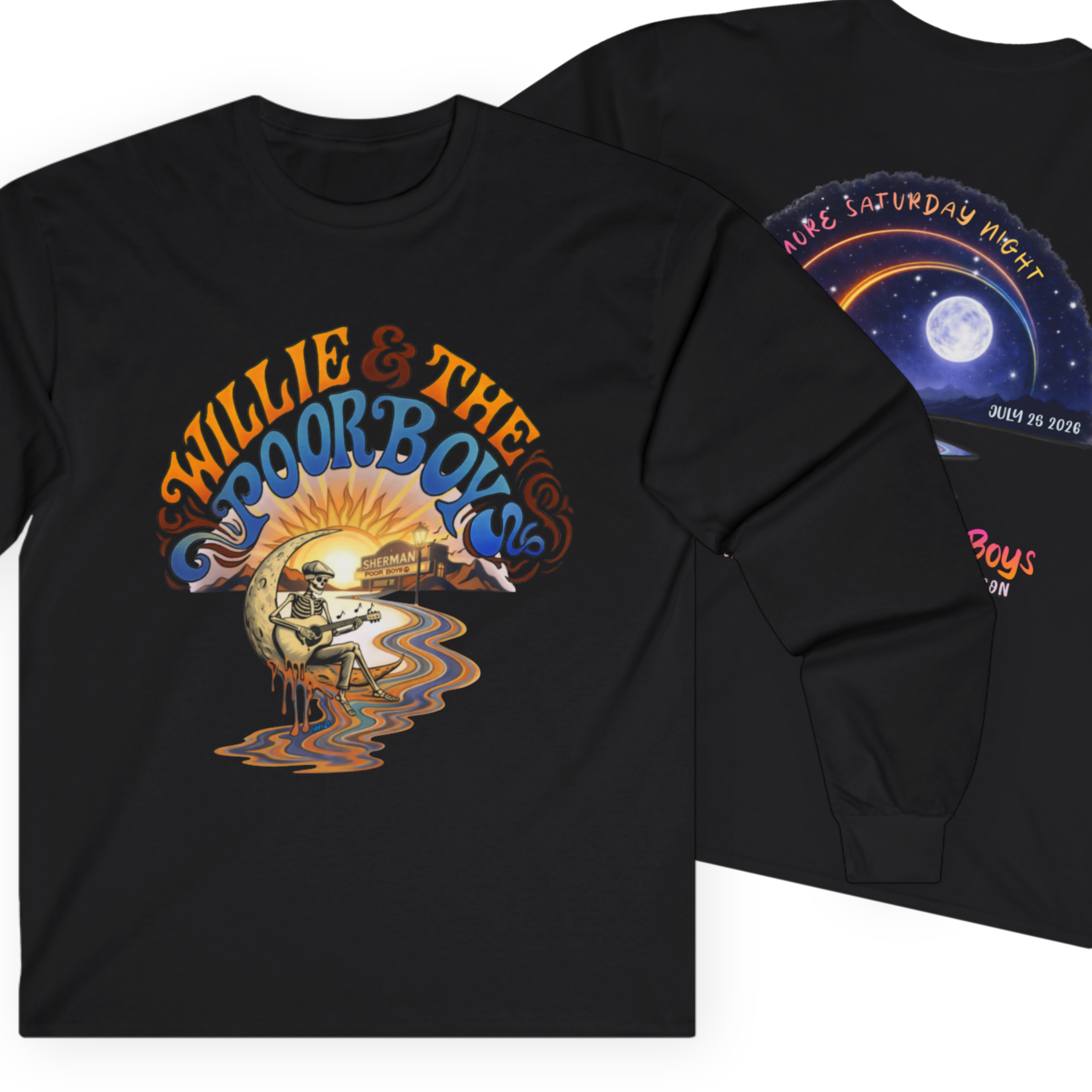 Medium Weight Long Sleeve Shirt - Willie & The Poor Boys Sherman Reunion Artwork