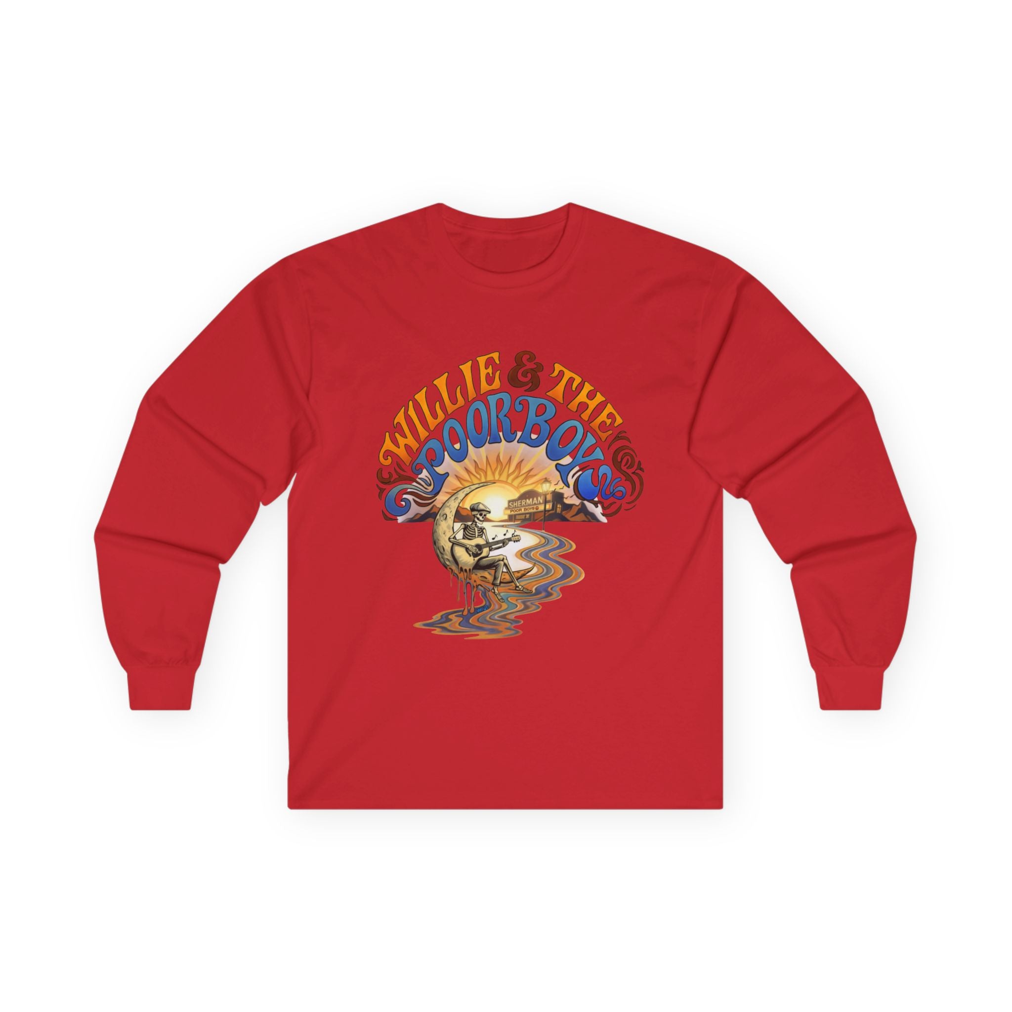 Medium Weight Long Sleeve Shirt - Willie & The Poor Boys Sherman Reunion Artwork
