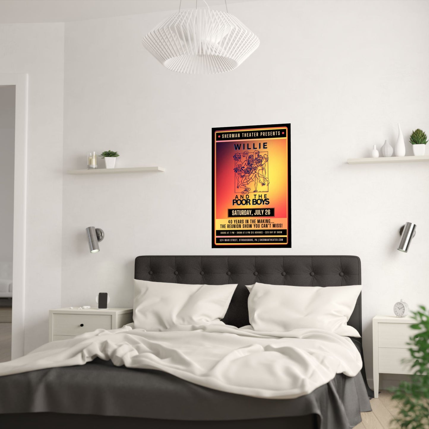 Reunion Concert Poster (Orange Hues) – Willie and the Poor Boys (Satin Finish, Retro Design)
