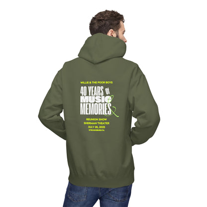 Unisex Reunion Hoodie – 40 Years of Music & Memories with Front Logo (Various Colors Available)