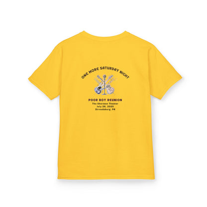 Kids Tee - "One More Saturday Night" with Instruments Artwork Back & Band Logo Front