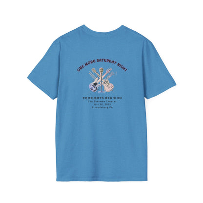 Copy of Solid Colors "One More Saturday Night" with Instruments Artwork Back & Logo Front - Softstyle T-Shirt (Various Colors Available)