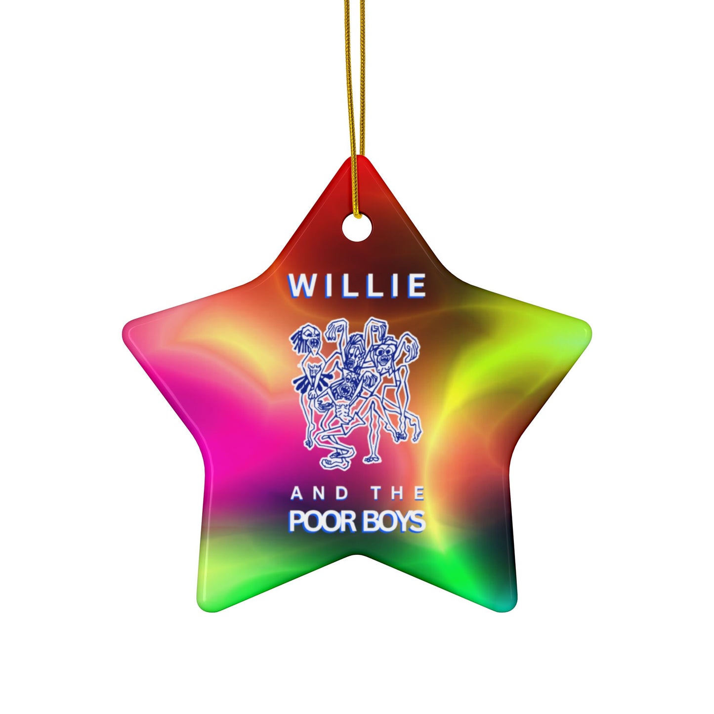 Double-Sided Ceramic Keepsake Ornament  - Willie & The Poor Boys Logo (Circle, Heart, Star, Snowflake)