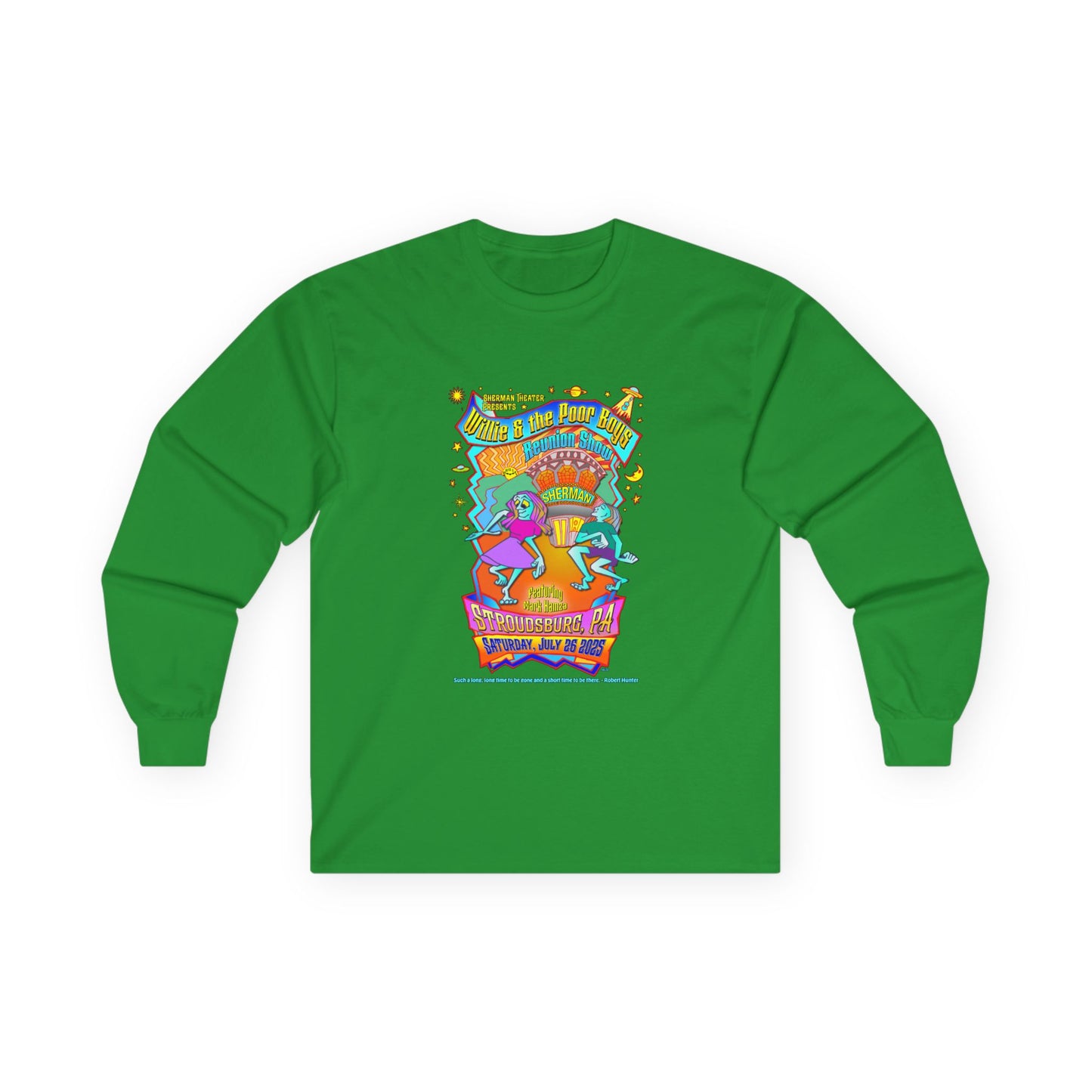 Unisex Long Sleeve Tee - 2025 Reunion Hand-Drawn Front with "Music & Memories" Artwork Back (Various Colors Available)