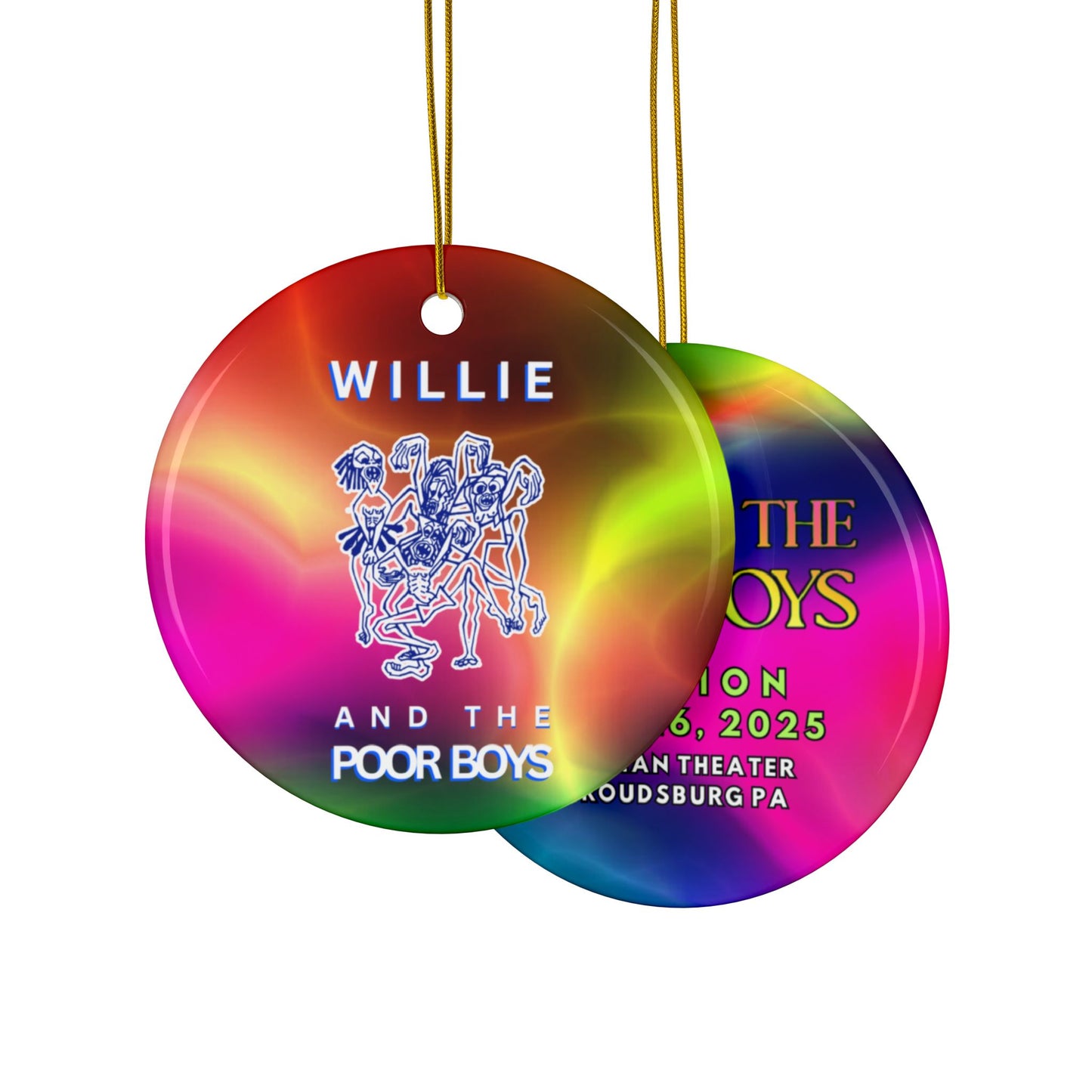 Double-Sided Ceramic Keepsake Ornament  - Willie & The Poor Boys Logo (Circle, Heart, Star, Snowflake)