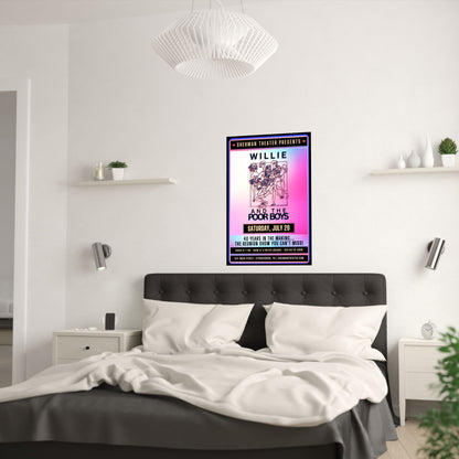 Reunion Concert Poster (Pink Hues) – Willie and the Poor Boys (Satin Finish, Retro Design)