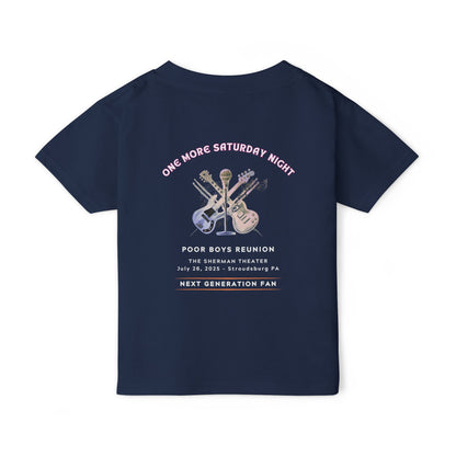 Toddler “Next Generation Fan” T-Shirt with Band Logo Front & “One More Saturday Night” Back