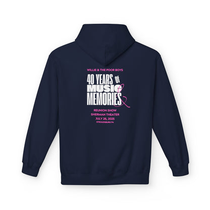 Unisex Reunion Hoodie – Poor Boys Logo Front with 40 Years of Music & Memories Back (Various Colors Available)