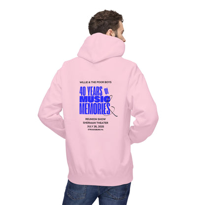 Unisex Reunion Hoodie – Poor Boys Logo Front with 40 Years of Music & Memories Back (Various Colors Available)