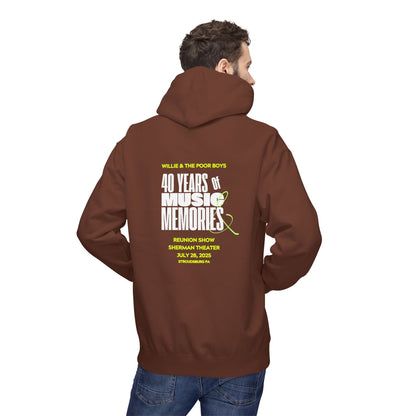 Unisex Reunion Hoodie – 40 Years of Music & Memories with Front Logo (Various Colors Available)