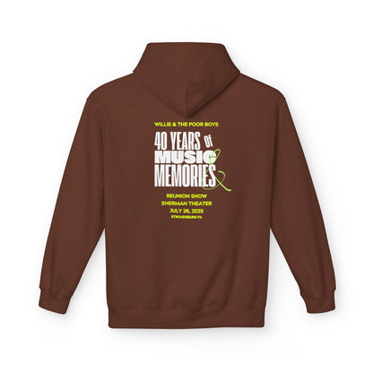 Unisex Reunion Hoodie – 40 Years of Music & Memories with Front Logo (Various Colors Available)