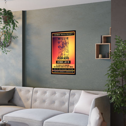 Reunion Concert Poster (Orange Hues) – Willie and the Poor Boys (Satin Finish, Retro Design)