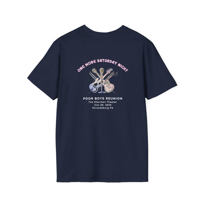 Copy of Solid Colors "One More Saturday Night" with Instruments Artwork Back & Logo Front - Softstyle T-Shirt (Various Colors Available)