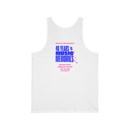 Unisex "Music & Memories" Artwork Back with Logo Front - Jersey Tank Top