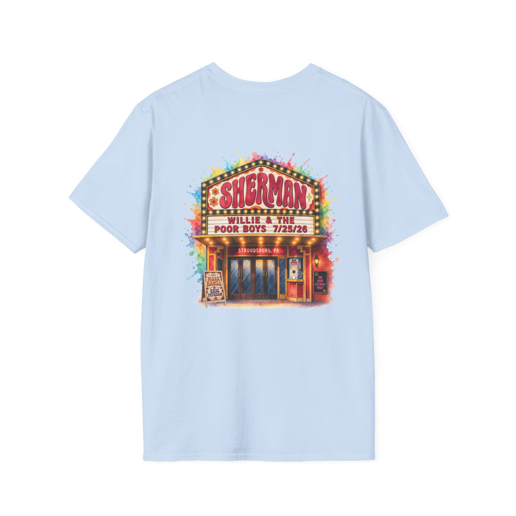 Unisex Willie & The Poor Boys Color Splash Sherman Reunion 2026 Sherman Theater Softstyle T-Shirt
