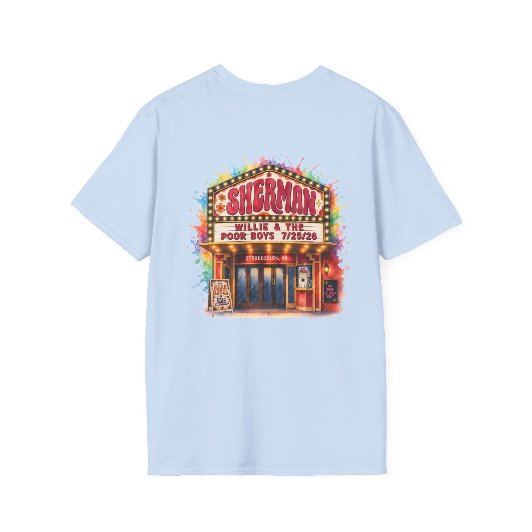 Unisex Willie & The Poor Boys Color Splash Sherman Reunion 2026 Sherman Theater Softstyle T-Shirt