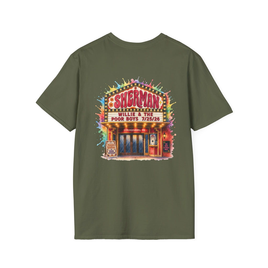 Unisex Willie & The Poor Boys Color Splash Sherman Reunion 2026 Sherman Theater Softstyle T-Shirt