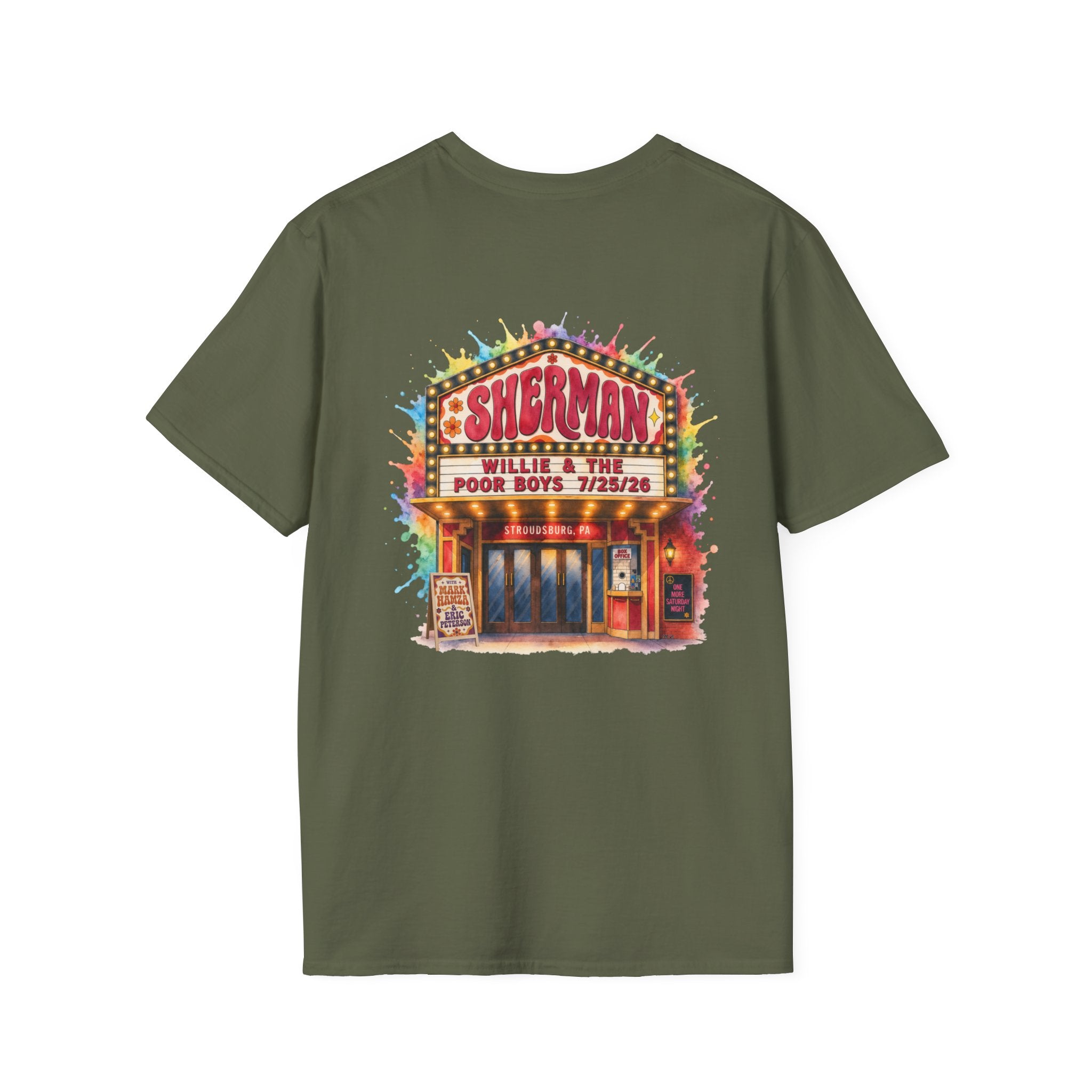 Unisex Willie & The Poor Boys Color Splash Sherman Reunion 2026 Sherman Theater Softstyle T-Shirt