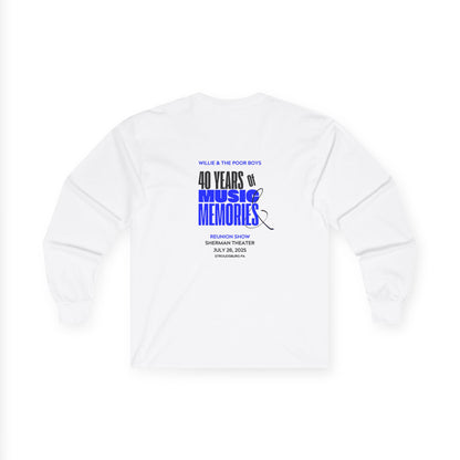 Unisex Long Sleeve Tee - 2025 Reunion Hand-Drawn Front with "Music & Memories" Artwork Back (Various Colors Available)