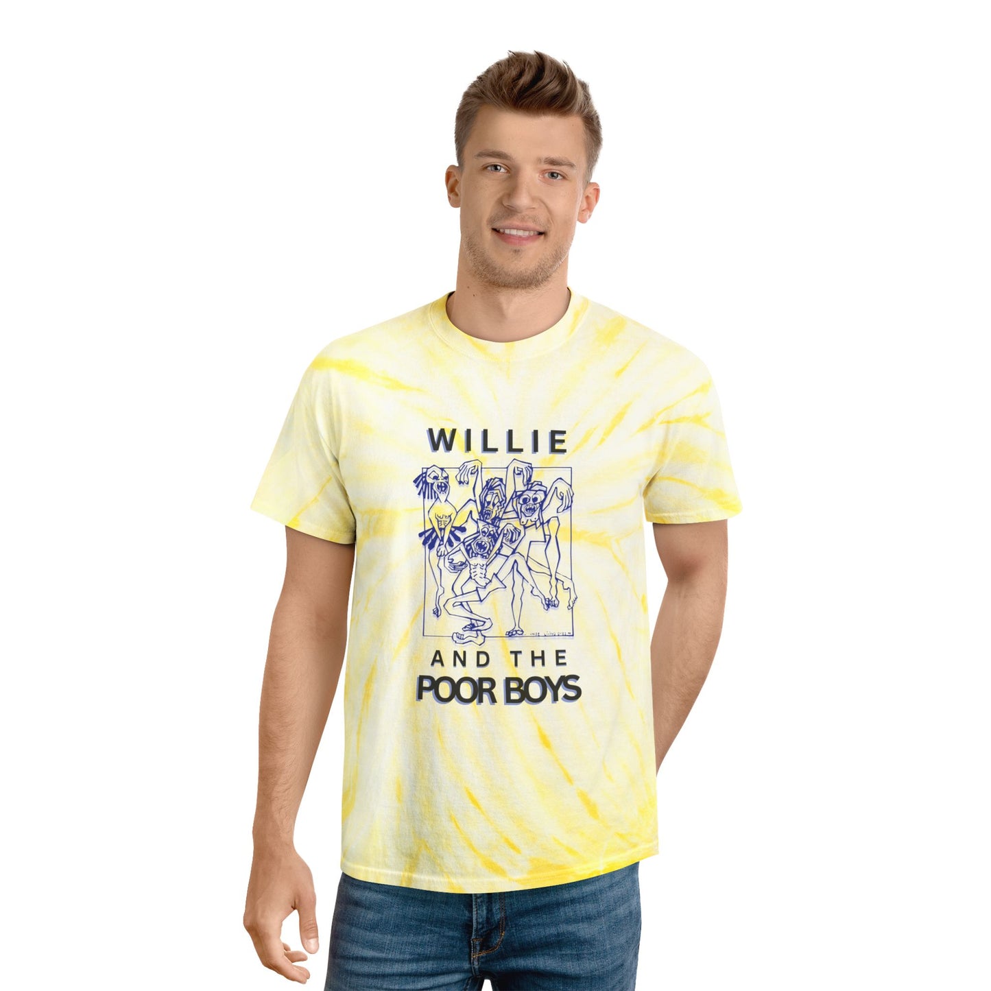 Tie-Dye "One More Saturday Night" Vintage Band Photo Back with Front Logo - Unisex T-Shirt (4 colors available)