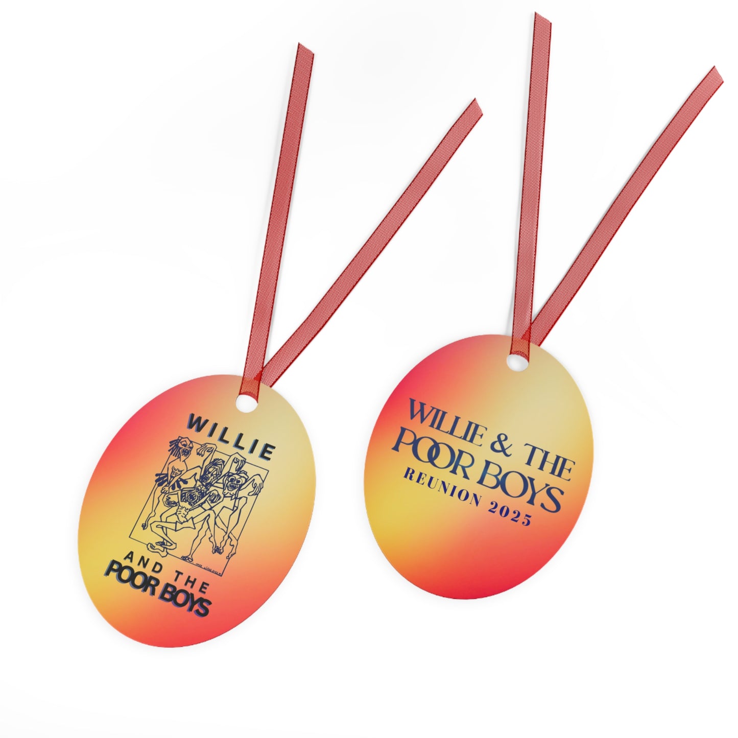 Willie & The Poor Boys Reunion Ornament – 2-Sided Metal Keepsake (Round, Bell, Oval, Tree)