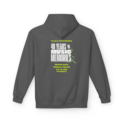 Unisex Reunion Hoodie – 40 Years of Music & Memories with Front Logo (Various Colors Available)