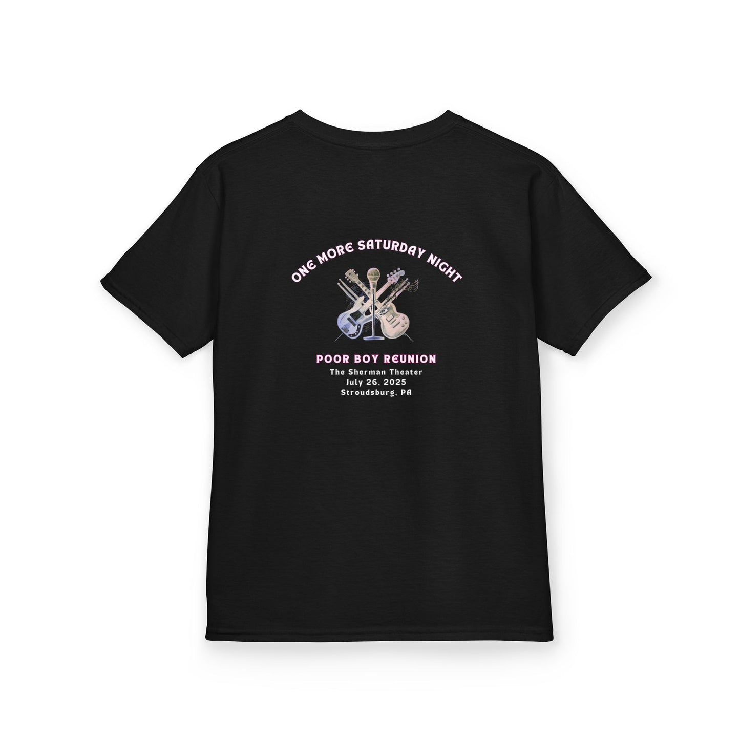 Kids Tee - "One More Saturday Night" with Instruments Artwork Back & Band Logo Front