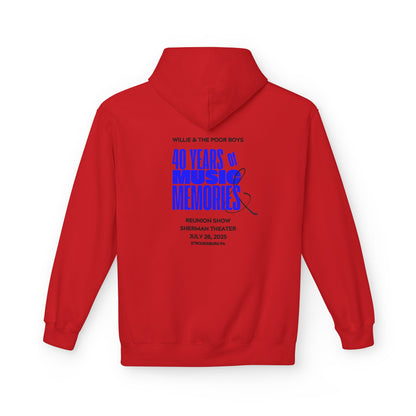 Unisex Reunion Hoodie – Poor Boys Logo Front with 40 Years of Music & Memories Back (Various Colors Available)