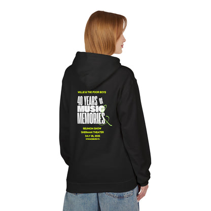 Unisex Reunion Hoodie – 40 Years of Music & Memories with Front Logo (Various Colors Available)