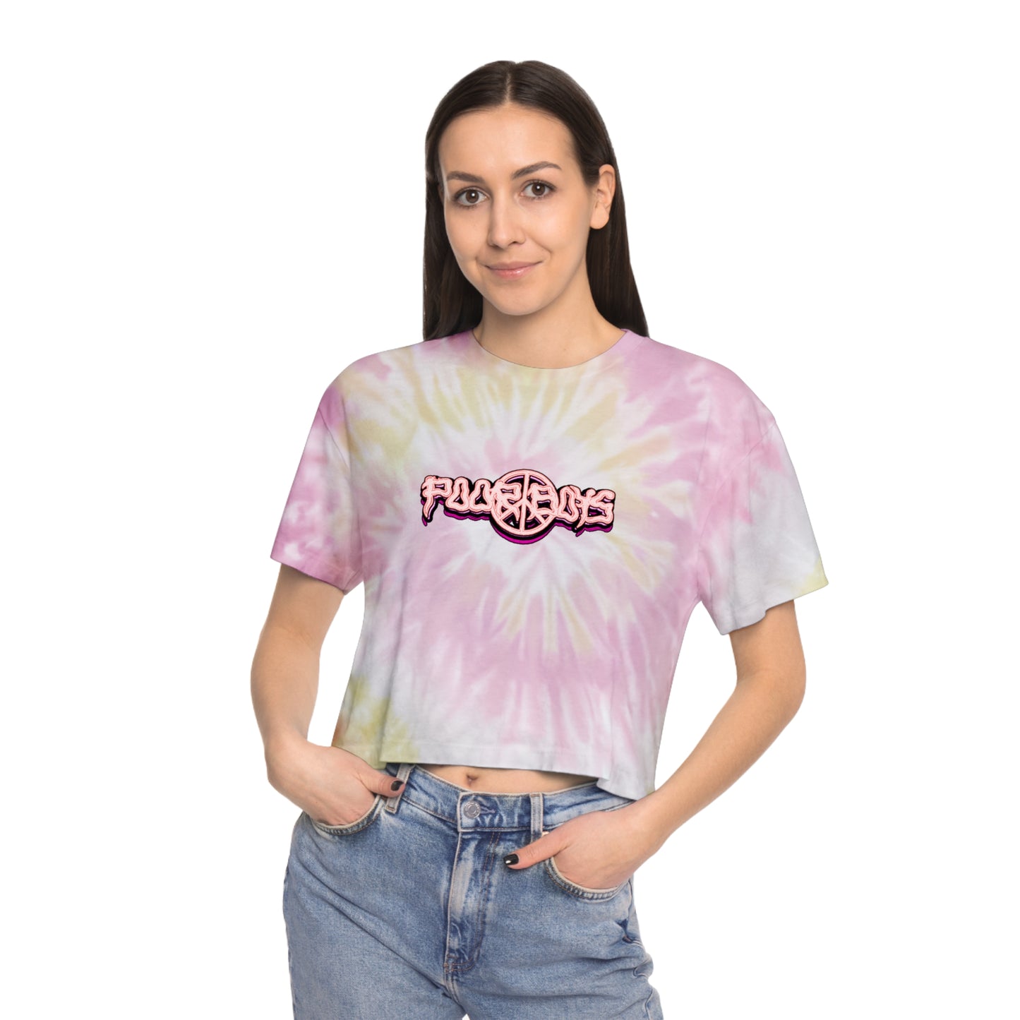 Tie Dye Crop Tee "One More Saturday Night" with Vintage Band Photo Back & Poor Boys Logo Front (3 colors available)