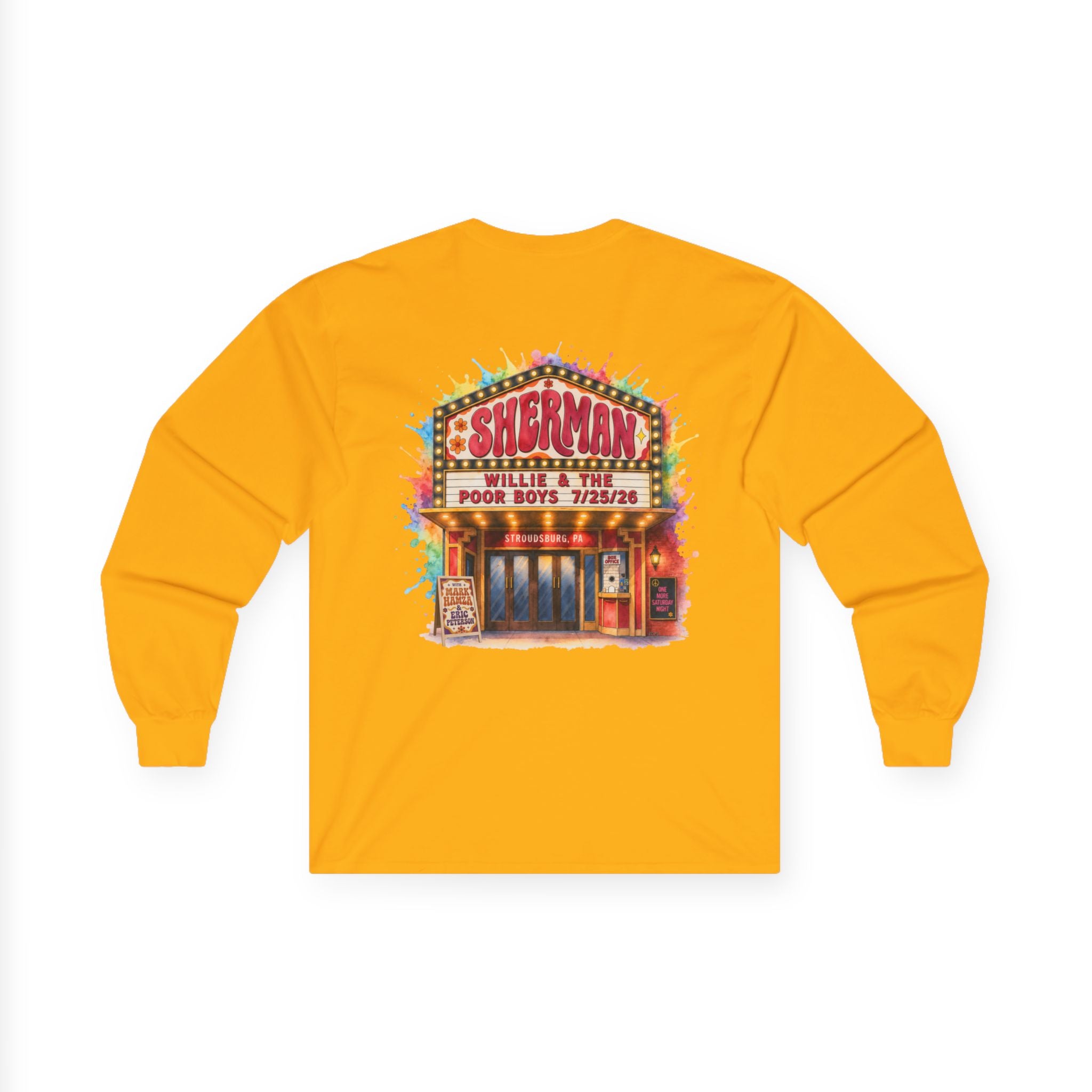 Medium Weight Long Sleeve Tee - Willie & The Poor Boys Sherman Reunion Artwork