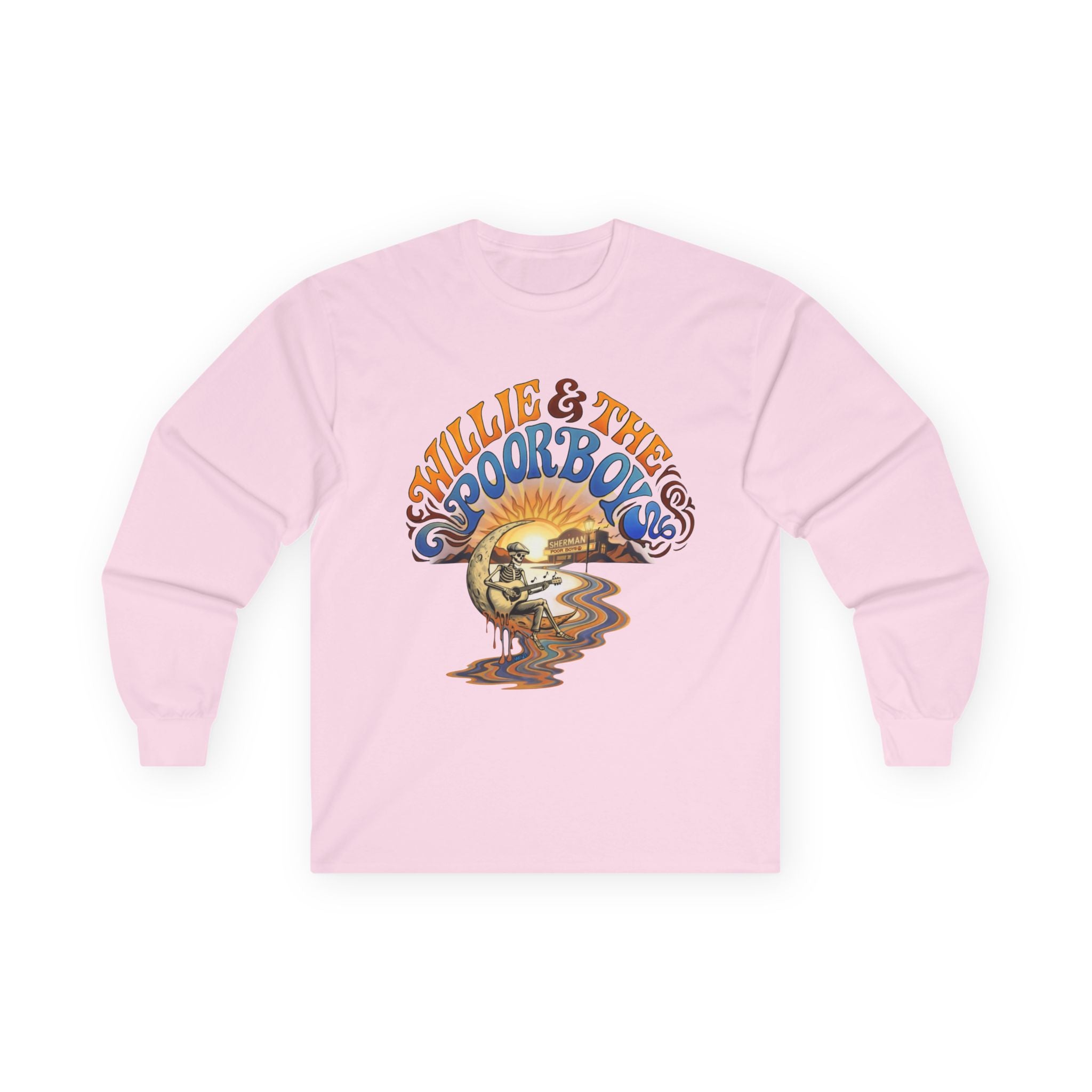 Medium Weight Long Sleeve Shirt - Willie & The Poor Boys Sherman Reunion Artwork