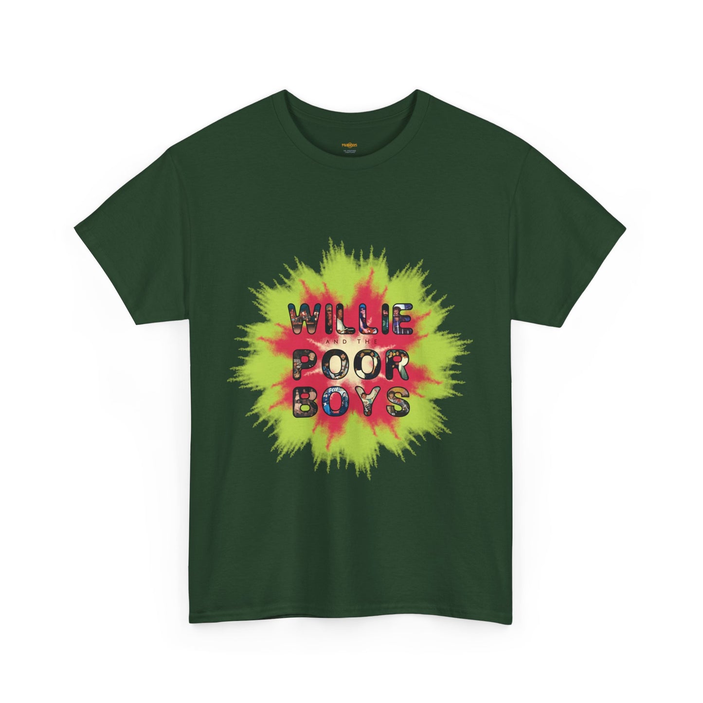 Photo Collage Band Name Front with Tie-Dye Burst & 40 Years of Music & Memories Back – Unisex T-Shirt (Various Colors Available)
