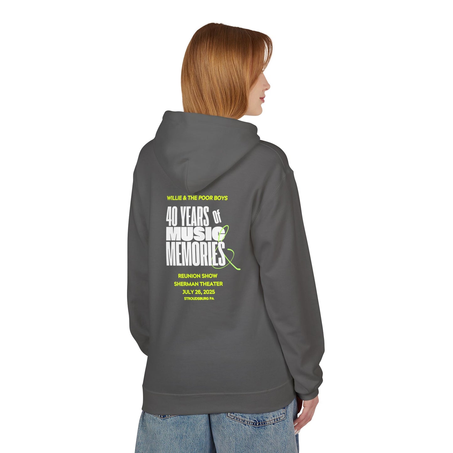 Unisex Reunion Hoodie – 40 Years of Music & Memories with Front Logo (Various Colors Available)